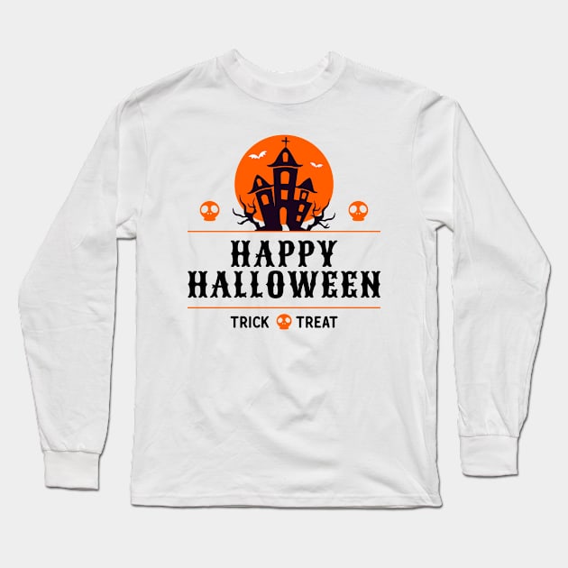 Happy Halloween Spooky House - Trick or Treat Long Sleeve T-Shirt by Elsie Bee Designs